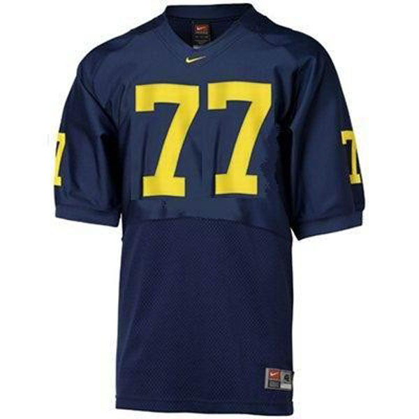 Men's Michigan Wolverines #77 Jake Long Blue Football Jersey