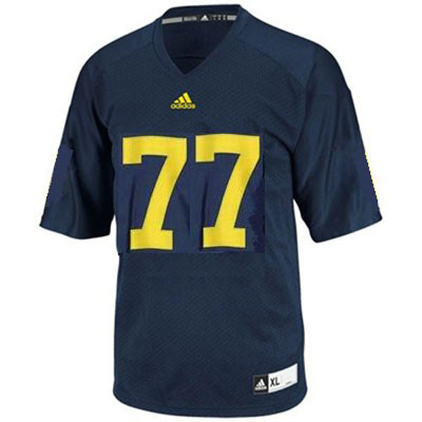 Men's Michigan Wolverines #77 Taylor Lewan Blue Football Jersey