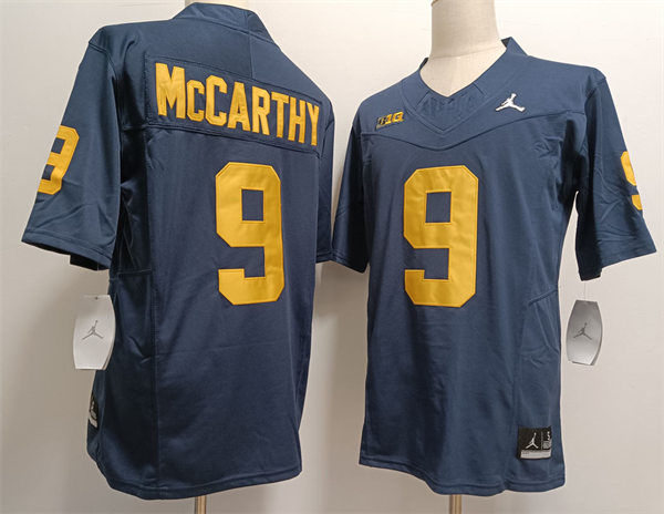Men's Michigan Wolverines #9 J.J. Mccarthy Diamond Badge Navy F.U.S.E.2023 College Football Playoff Game Jersey  
