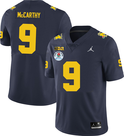 Men's Michigan Wolverines #9 J.J. Mccarthy F.U.S.E. 2024 ROSE BOWL UNIFORM Navy Football Game Jersey