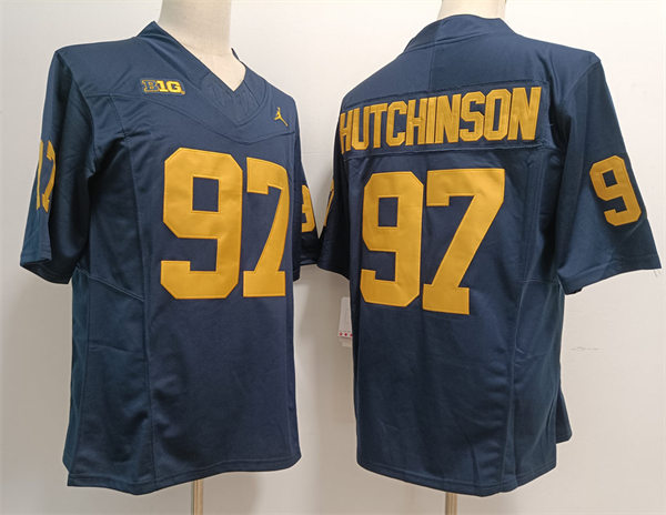 Men's Michigan Wolverines #97 Aidan Hutchinson Nike 2023 F.U.S.E. Elite Navy College Football Game Jersey
