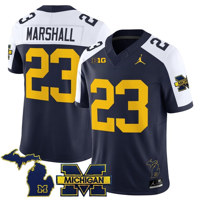 Men's Michigan Wolverines 2025 Vapor Limited Jersey #23 Jordan Marshall