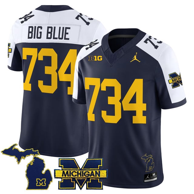 Men's Michigan Wolverines 2025 Vapor Limited Jersey #734 Big Blue