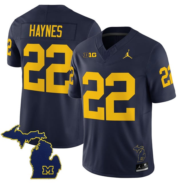 Men's Michigan Wolverines 2025 Vapor Limited Jersey V2 #22 Justice Haynes