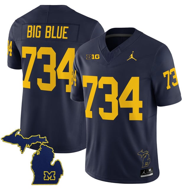 Men's Michigan Wolverines 2025 Vapor Limited Jersey V2 #734 Big Blue 734