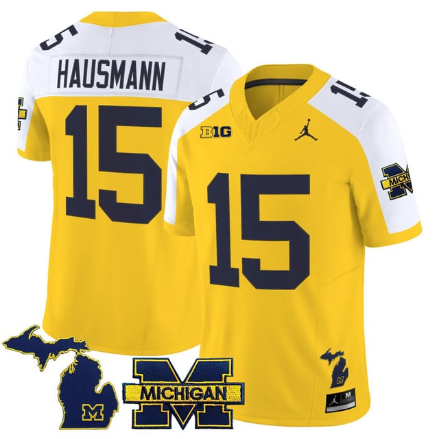 Men's Michigan Wolverines 2025 Vapor Limited Jersey V2 alternate #15 Ernest Hausmann