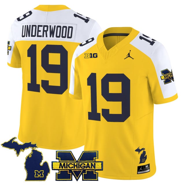 Men's Michigan Wolverines 2025 Vapor Limited Jersey V2 alternate #19 Bryce Underwood