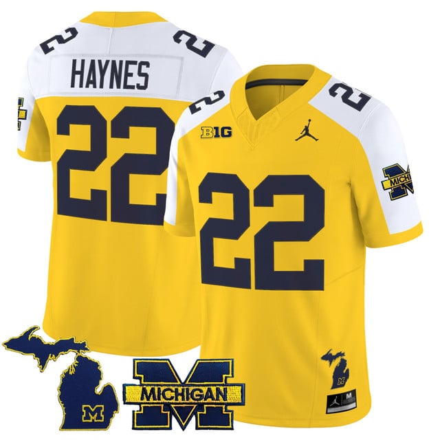 Men's Michigan Wolverines 2025 Vapor Limited Jersey V2 alternate #22 Justice Haynes