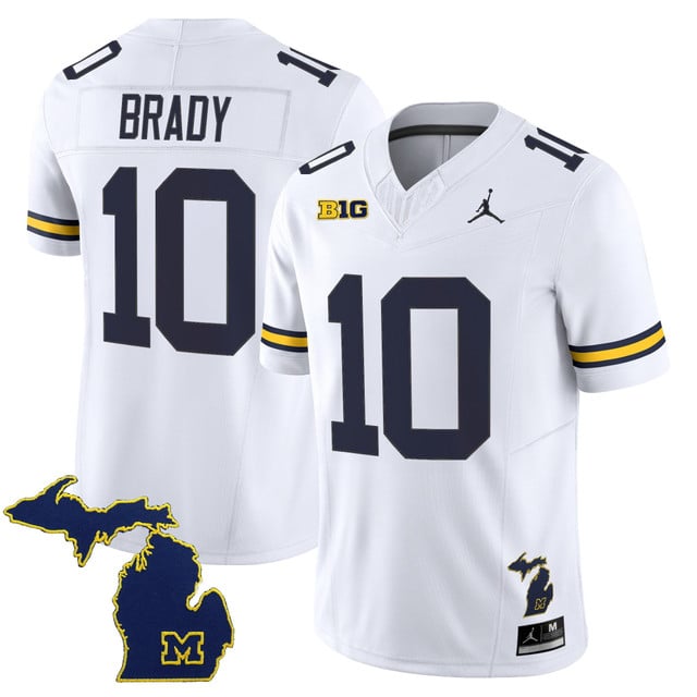 Men's Michigan Wolverines 2025 Vapor Limited Jersey V2 white #10 Tom Brady