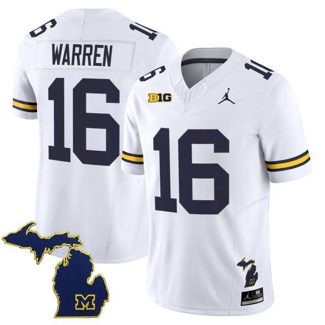 Men's Michigan Wolverines 2025 Vapor Limited Jersey V2 white #16 Davis Warren