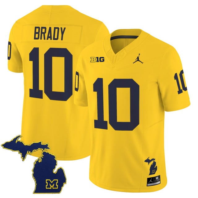 Men's Michigan Wolverines 2025 Vapor Limited Jersey V2 yellow #10 Tom Brady