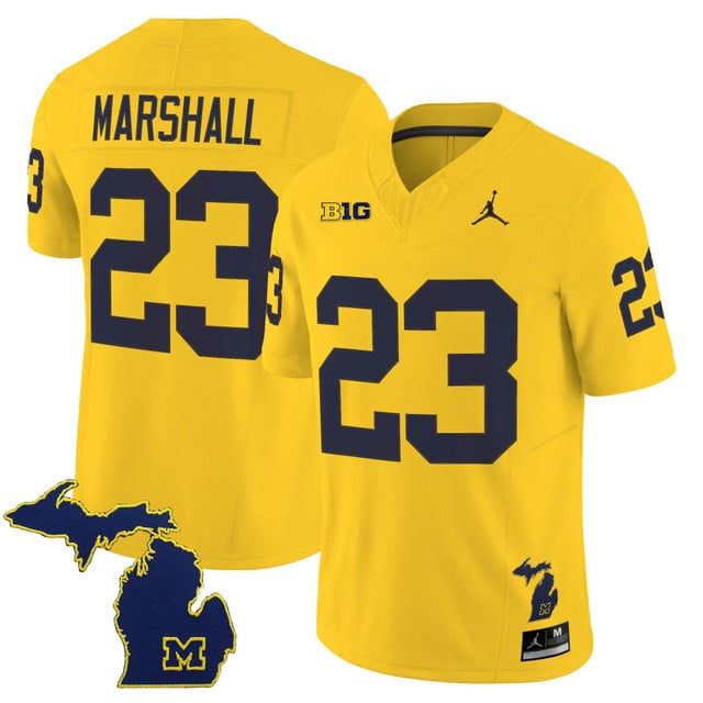 Men's Michigan Wolverines 2025 Vapor Limited Jersey V2 yellow #23 Jordan Marshall