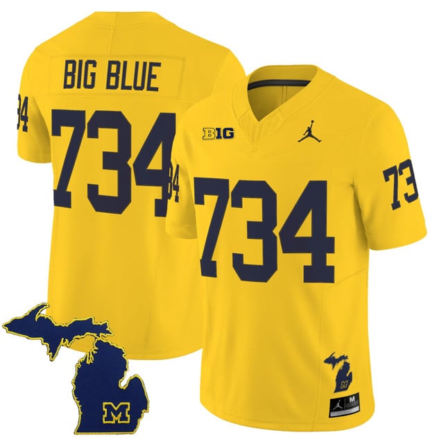 Men's Michigan Wolverines 2025 Vapor Limited Jersey V2 yellow #734 Big Blue 734