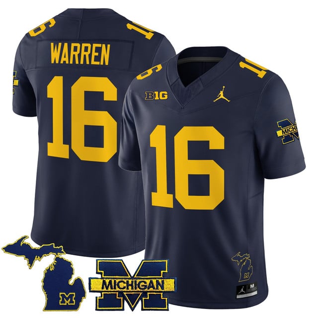 Men's Michigan Wolverines 2025 Vapor Limited Jersey navy #16 Davis Warren