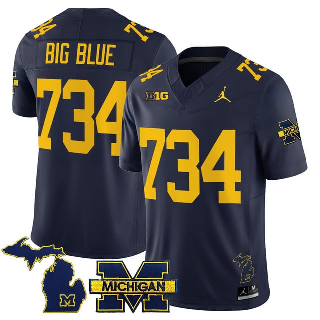 Men's Michigan Wolverines 2025 Vapor Limited Jersey navy #734 Big Blue
