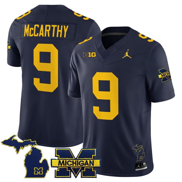Men's Michigan Wolverines 2025 Vapor Limited Jersey navy #9 J.J.McCarthy