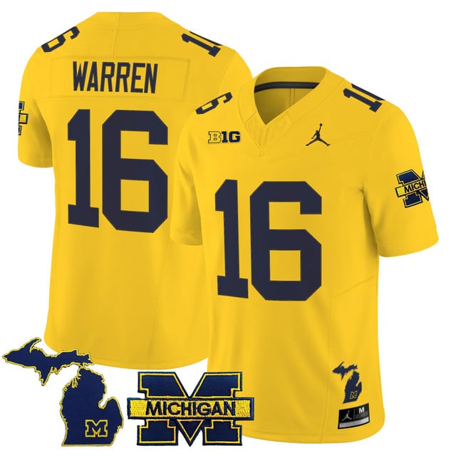 Men's Michigan Wolverines 2025 Vapor Limited Jersey yellow #16 Davis Warren