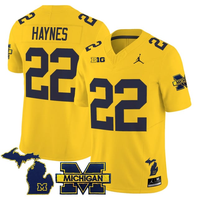 Men's Michigan Wolverines 2025 Vapor Limited Jersey yellow #22 Justice Haynes