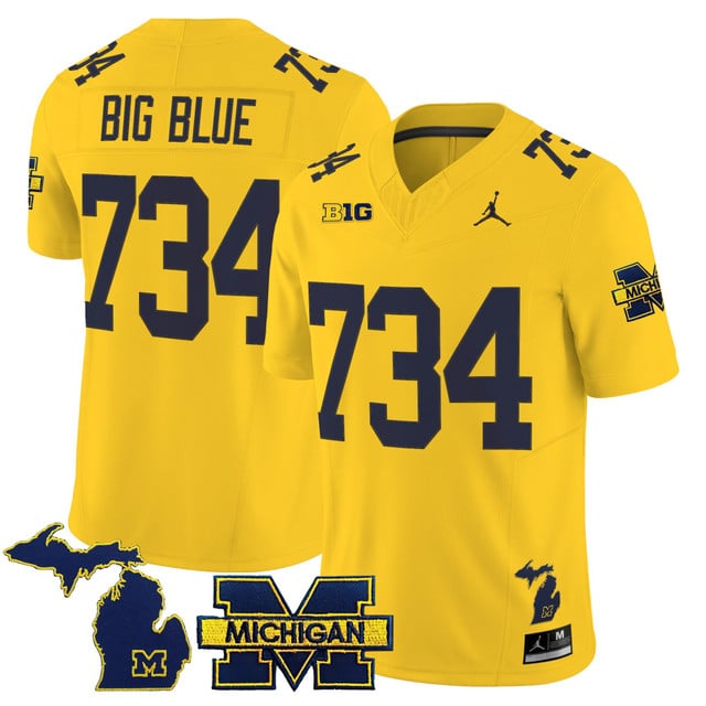 Men's Michigan Wolverines 2025 Vapor Limited Jersey yellow #734 Big Blue