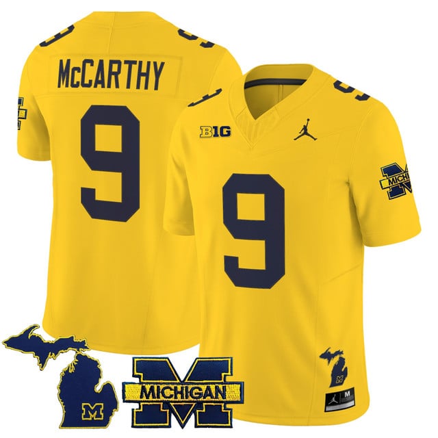 Men's Michigan Wolverines 2025 Vapor Limited Jersey yellow #9 J.J.McCarthy