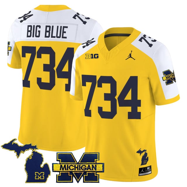 Men's Michigan Wolverines 2025 Vapor Limited Jersey yellow white #734 Big Blue