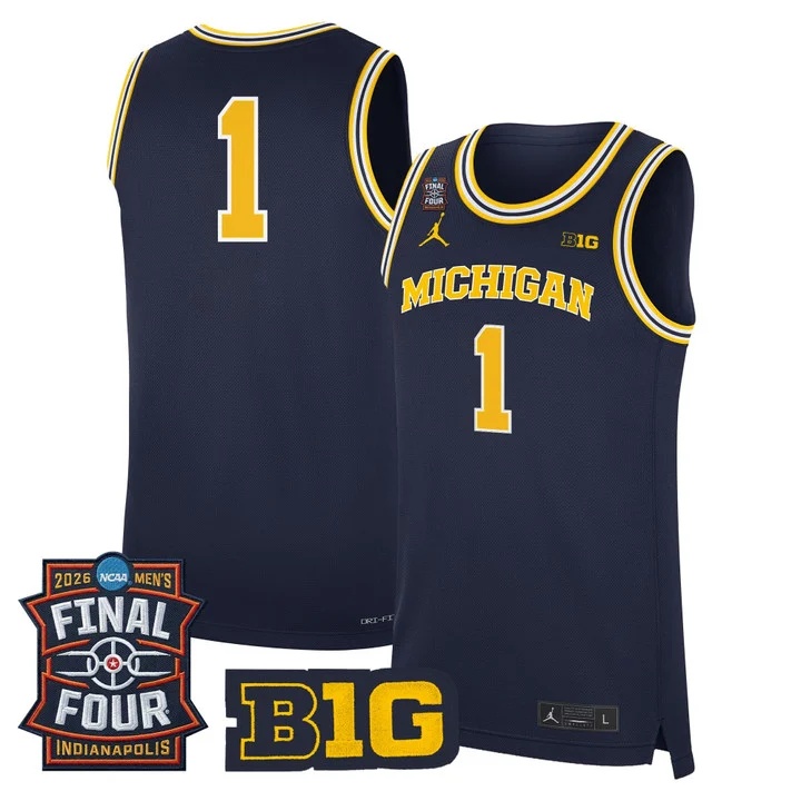 Men's Michigan Wolverines 2026 Final Four Patch Basketball Jersey #1