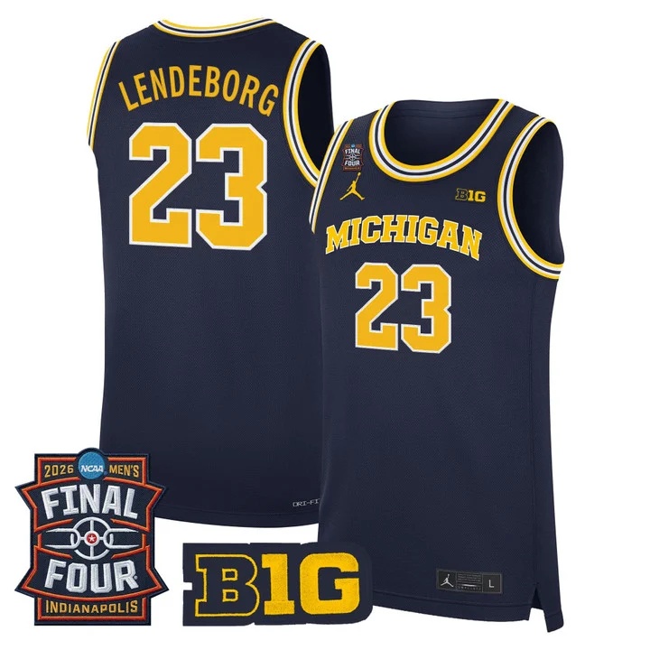 Men's Michigan Wolverines 2026 Final Four Patch Basketball Jersey #23 YAXEL LENDEBORG