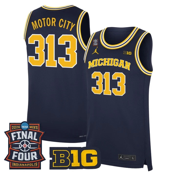 Men's Michigan Wolverines 2026 Final Four Patch Basketball Jersey #313 MOTOR CITY