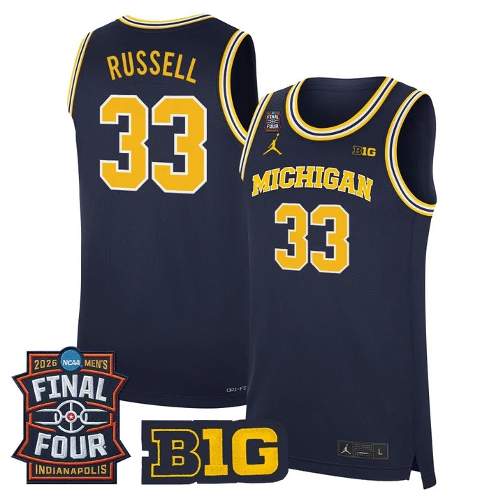 Men's Michigan Wolverines 2026 Final Four Patch Basketball Jersey #33 CAZZIE RUSSELL