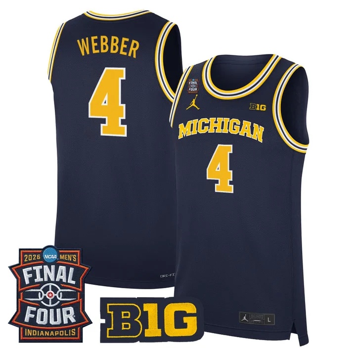 Men's Michigan Wolverines 2026 Final Four Patch Basketball Jersey #4 CHRIS WEBBER