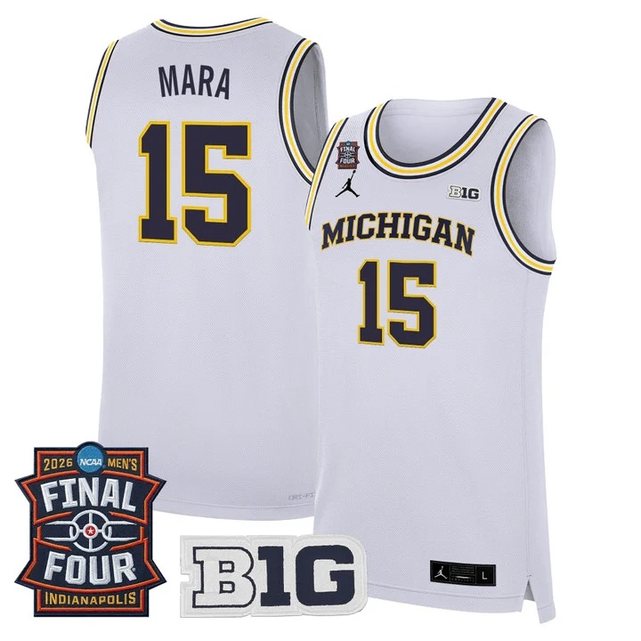Men's Michigan Wolverines 2026 Final Four Patch Basketball Jersey white #15 ADAY MARA