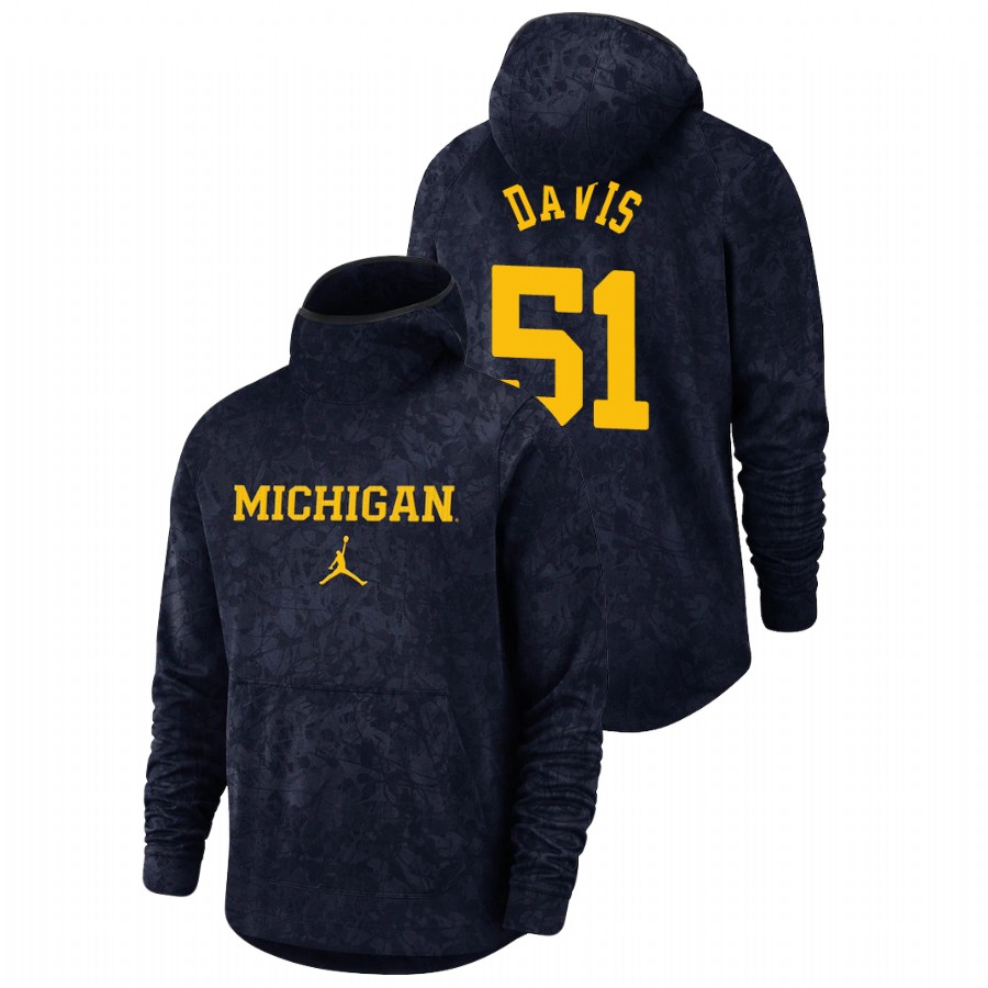 Men's Michigan Wolverines Austin Davis Navy Basketball Spotlight Team Logo Pullover Hoodie