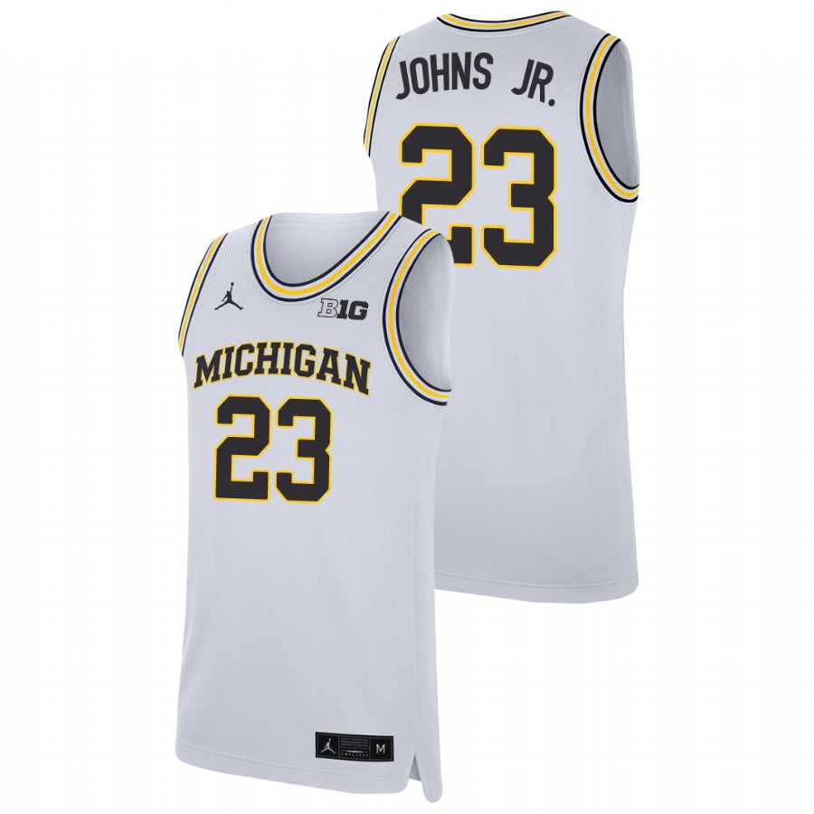 Men's Michigan Wolverines Brandon Johns Jr. Replica College Basketball Jersey White