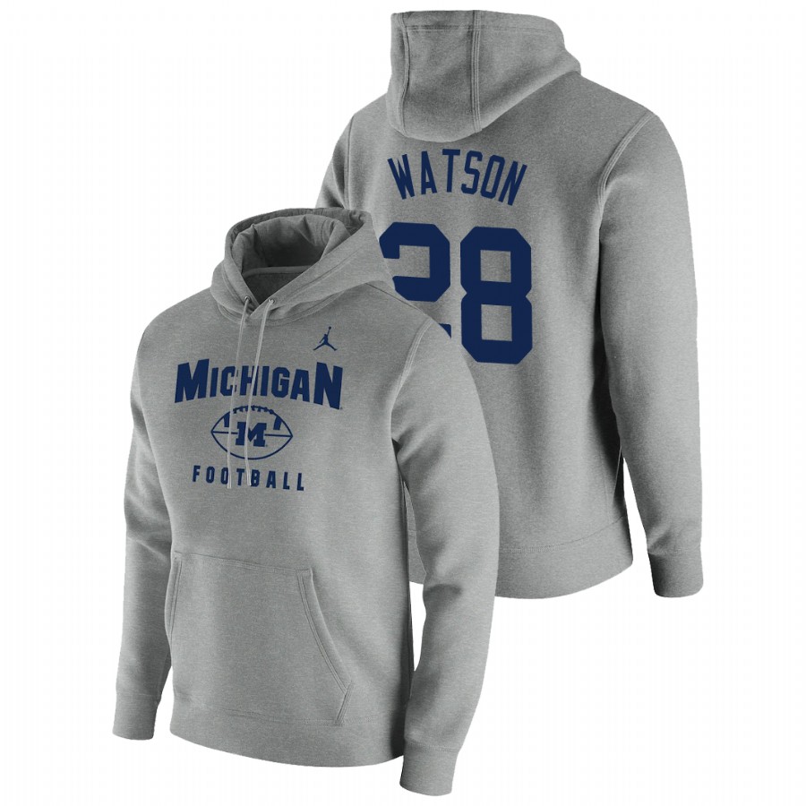 Men's Michigan Wolverines Brandon Watson Gray Oopty Oop Football Pullover Hoodie