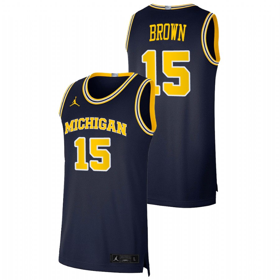 Men's Michigan Wolverines Chaundee Brown Basketball 2021 Dri-FIT Swingman Jersey Navy