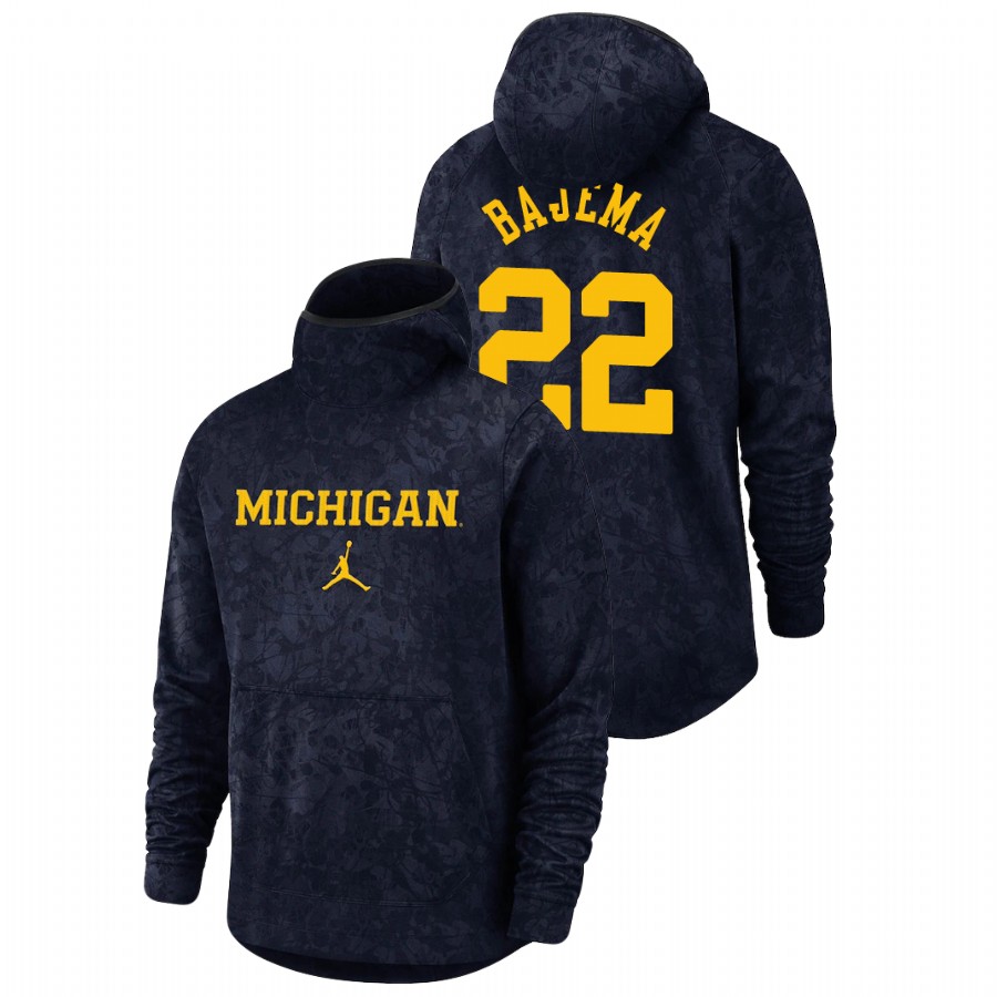 Men's Michigan Wolverines Cole Bajema Navy Basketball Spotlight Team Logo Pullover Hoodie