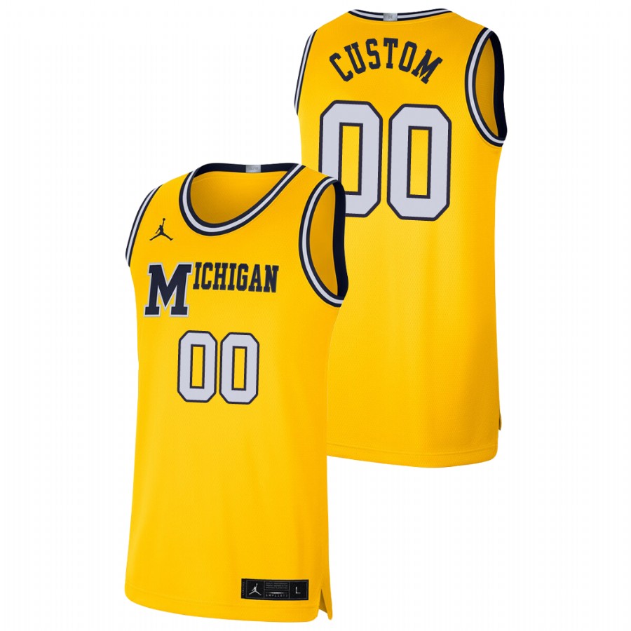 Men's Michigan Wolverines Custom Basketball Jersey Maize 