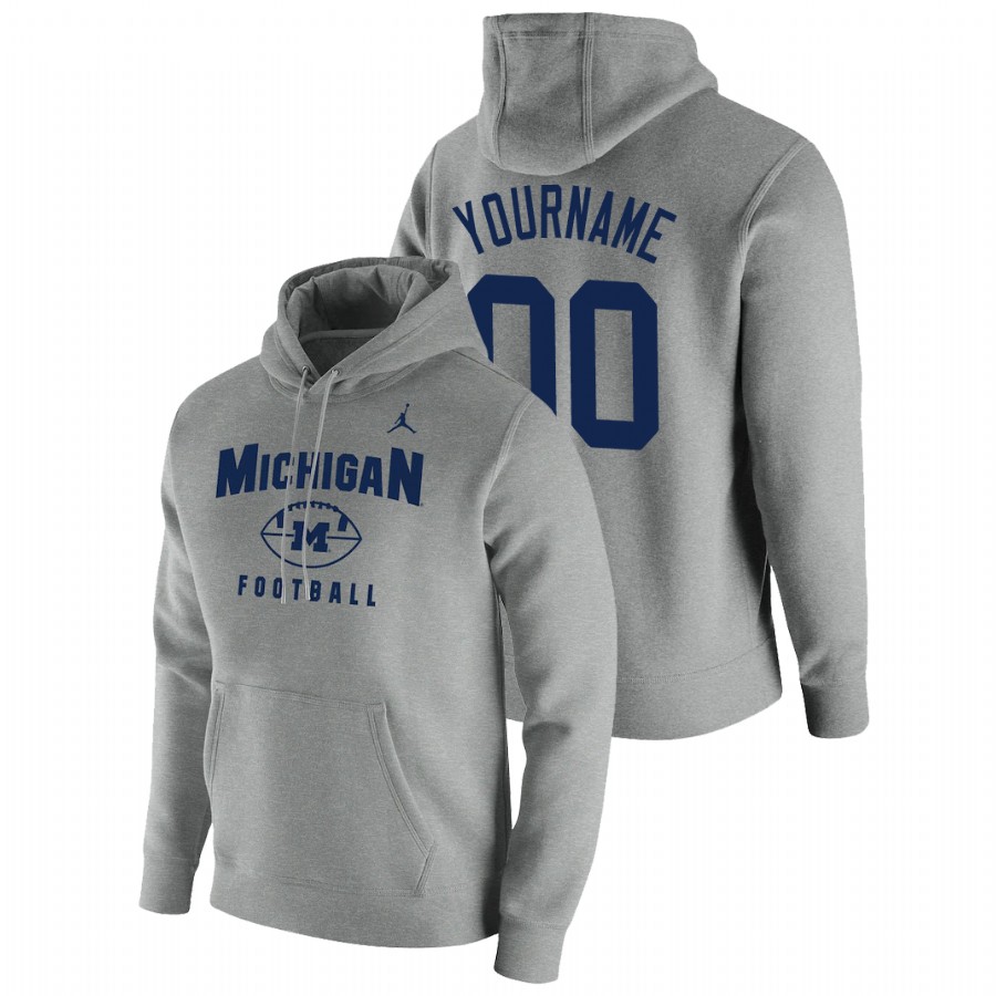 Men's Michigan Wolverines Custom Gray Oopty Oop Football Pullover Hoodie 