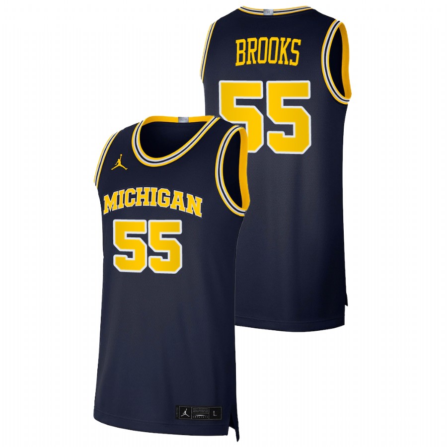 Men's Michigan Wolverines Eli Brooks Basketball 2021 Dri-FIT Swingman Jersey Navy