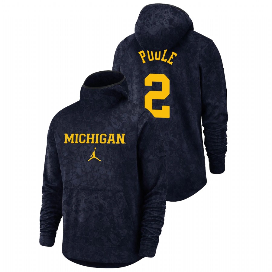 Men's Michigan Wolverines Jordan Poole Navy Basketball Spotlight Team Logo Pullover Hoodie