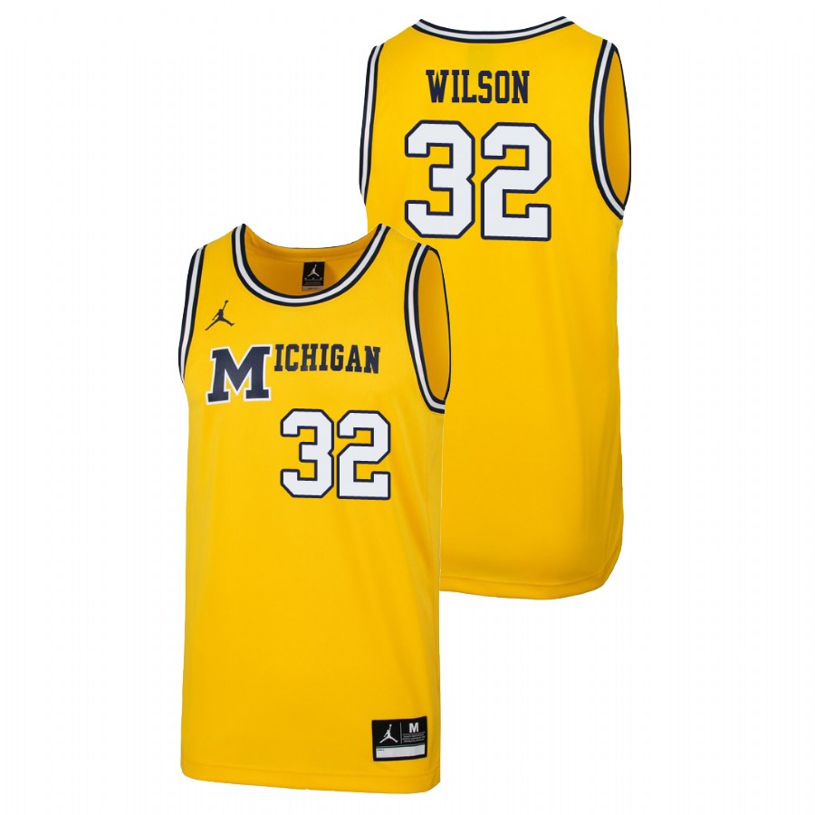 Men's Michigan Wolverines Maize Luke Wilson 1989 Throwback Basketball Replica Jersey