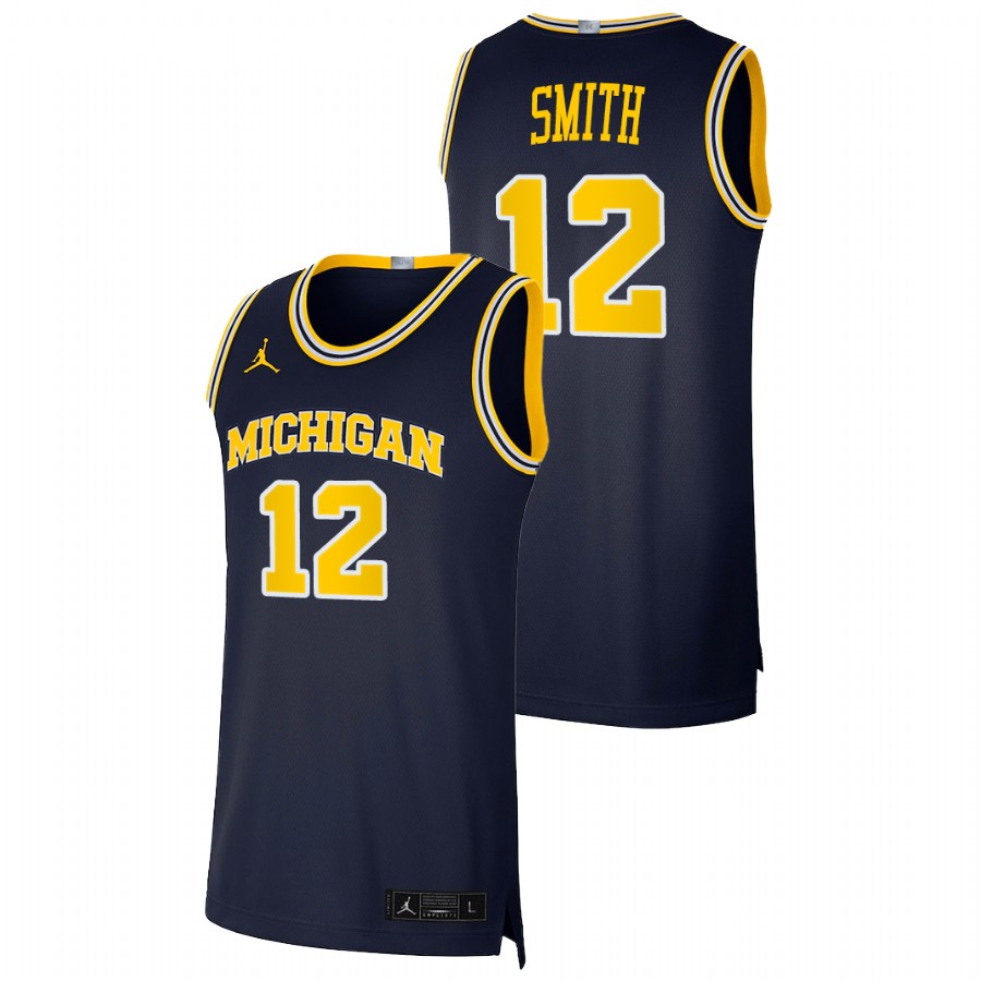 Men's Michigan Wolverines Mike Smith Basketball 2021 Dri-FIT Swingman Jersey Navy