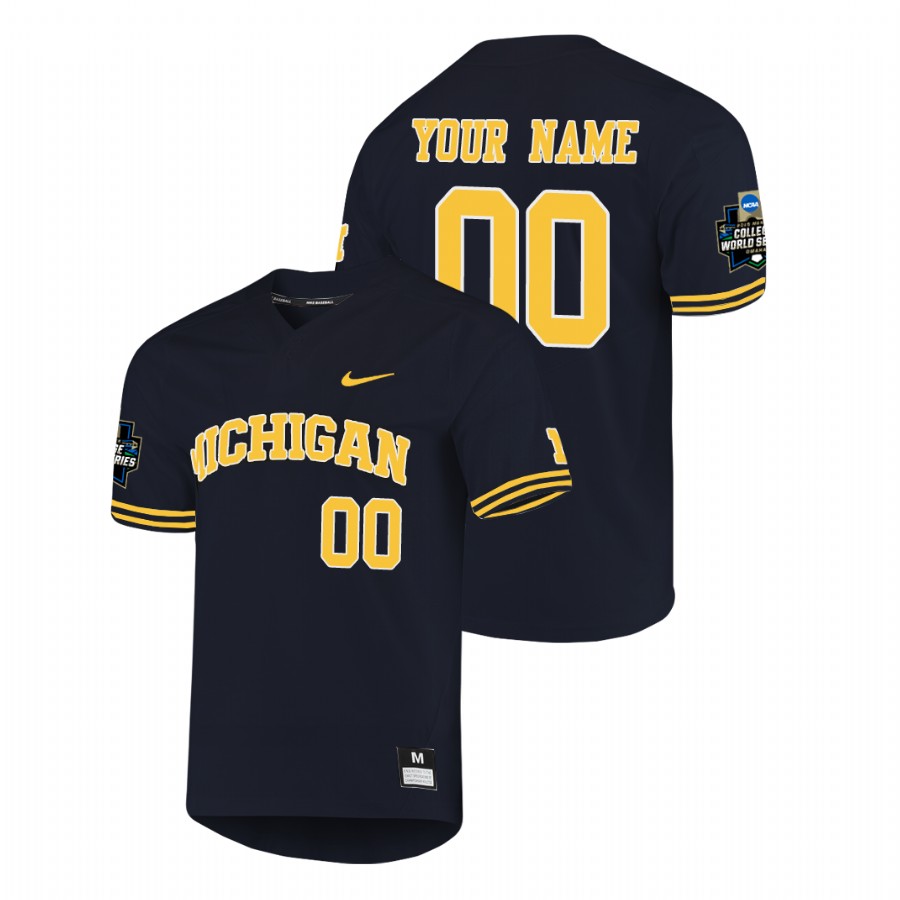 Men's Michigan Wolverines Navy Custom 2019 NCAA Baseball College World Series Jersey 