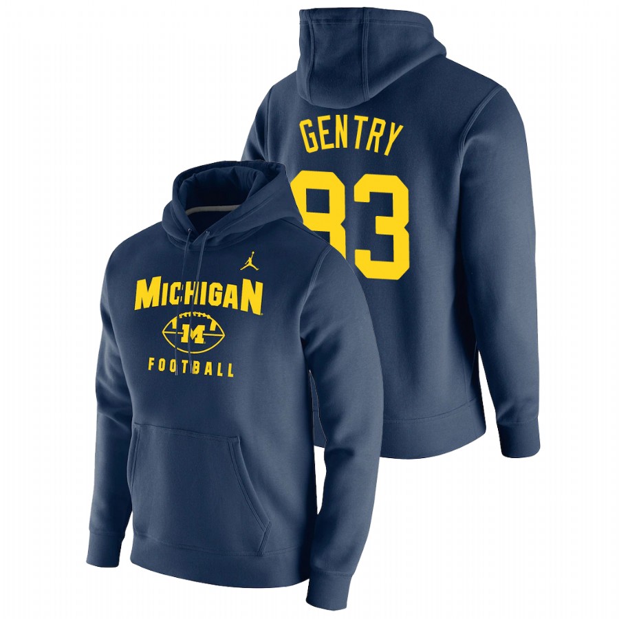 Men's Michigan Wolverines Zach Gentry Navy Oopty Oop Football Pullover Hoodie
