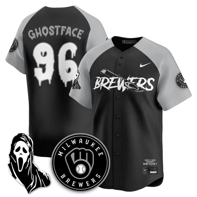 Men's Milwaukee Brewers Scream Ghostface Jersey #96 Ghostface