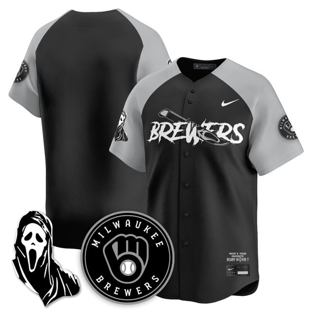 Men's Milwaukee Brewers Scream Ghostface Jersey blank