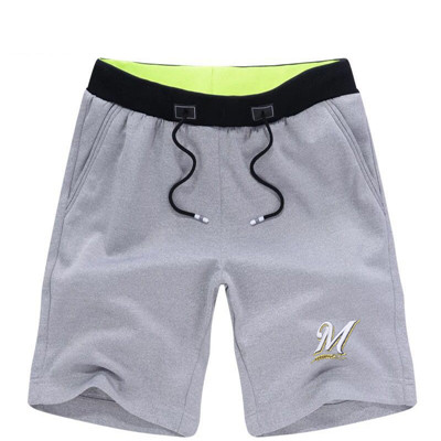 Men's Milwaukee Brewers Team Logo Grey Baseball Shorts