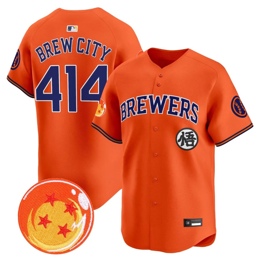 Men's Milwaukee Brewers x Dragon Ball Vapor Premier Limited Jersey #414 BREW CITY