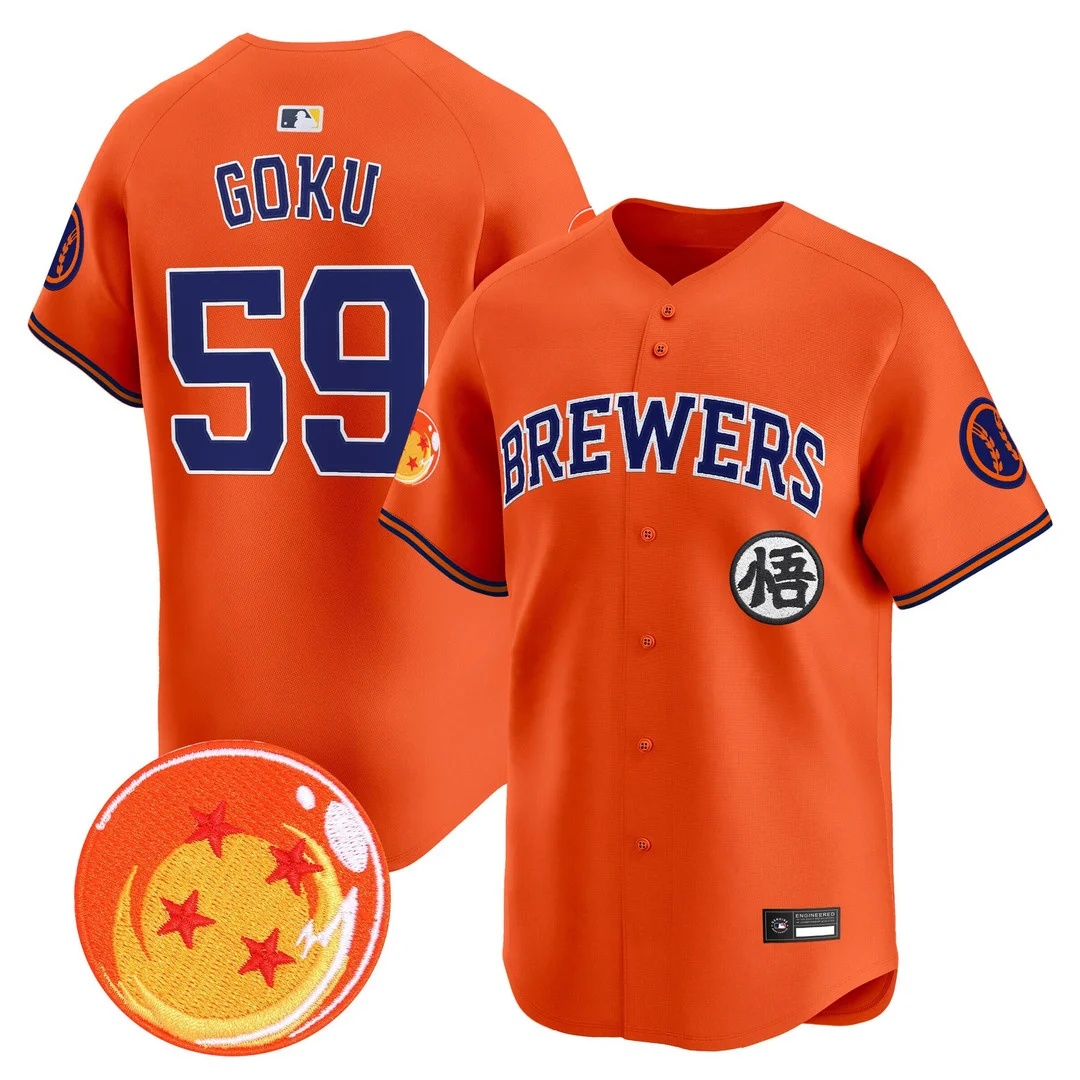 Men's Milwaukee Brewers x Dragon Ball Vapor Premier Limited Jersey #59 Son Goku