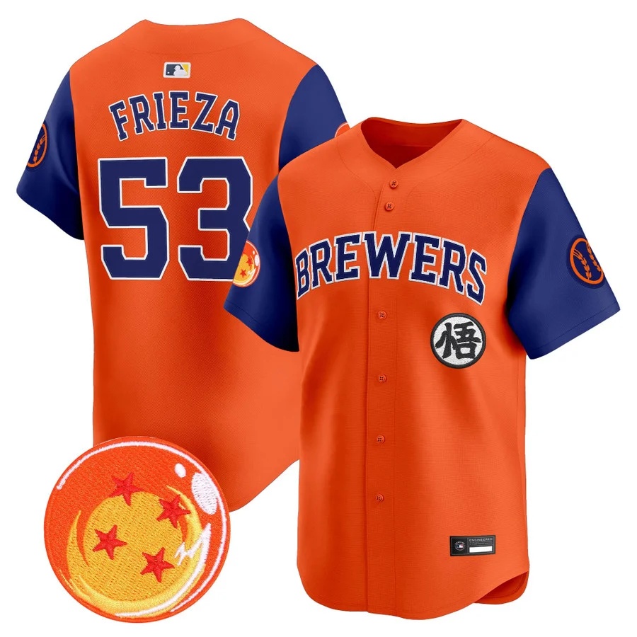 Men's Milwaukee Brewers x Dragon Ball Vapor Premier Limited Jersey ALTERNATE #53 FRIEZA
